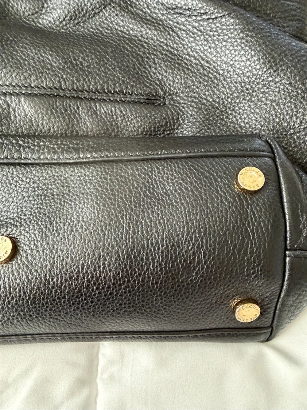 Michael Kors Black Pebbled Leather Tote with Gold Hardware